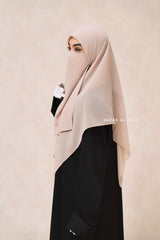 Creme Beige Scarf With Half Niqab Set - Super Breathable - Medium & Large
