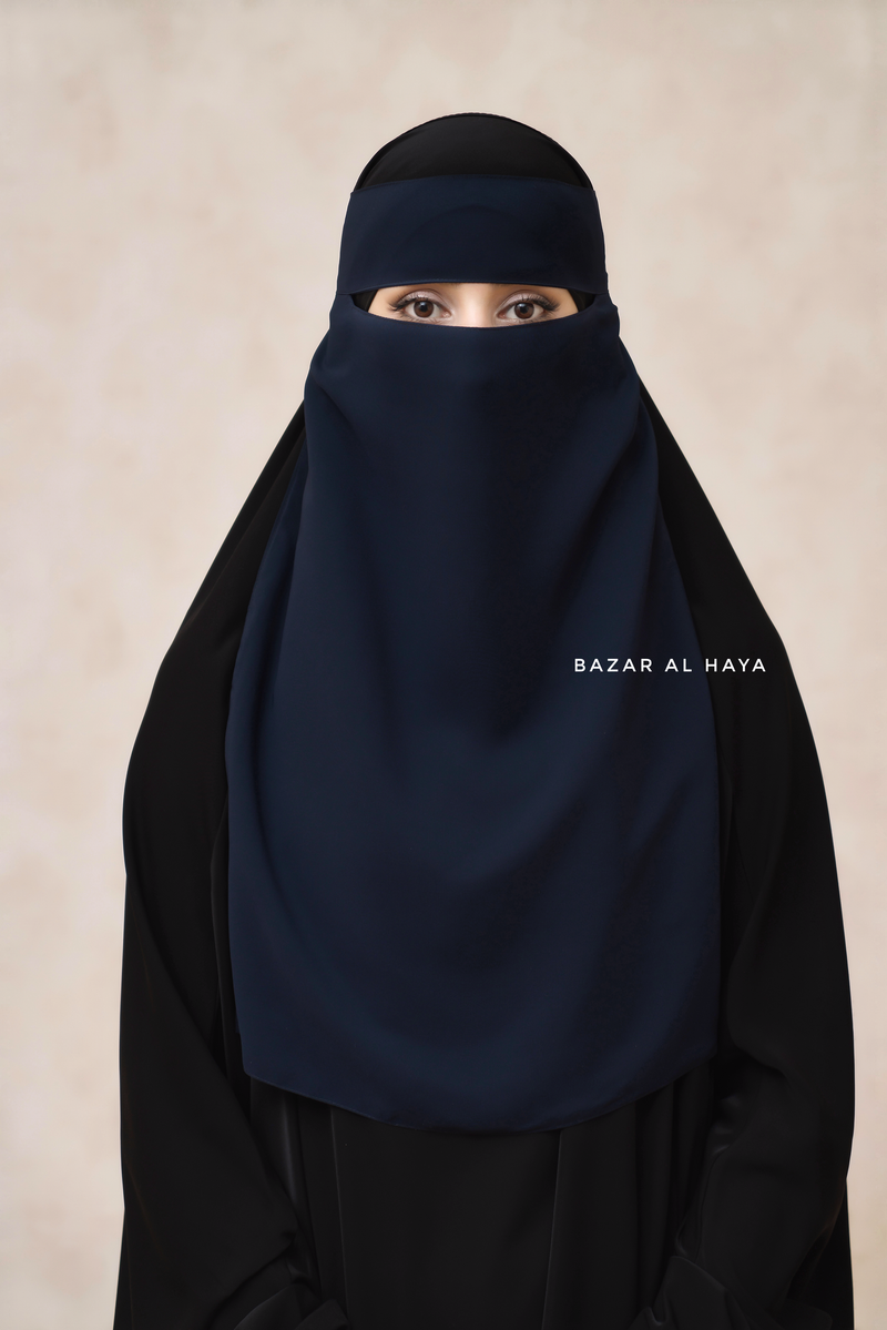 Single Layer Niqab In Dark Blue - Better Breathe