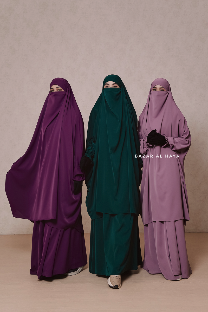 Hoor - Two Piece Jilbab With Skirt Set - Silk Crepe