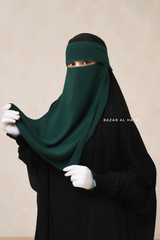 Emerald Green Flap Single Niqab - Super Breathable Veil - Large