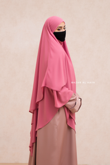 Pink Pari Two Layered Maxi Diamond Khimar - Crepe Chiffon