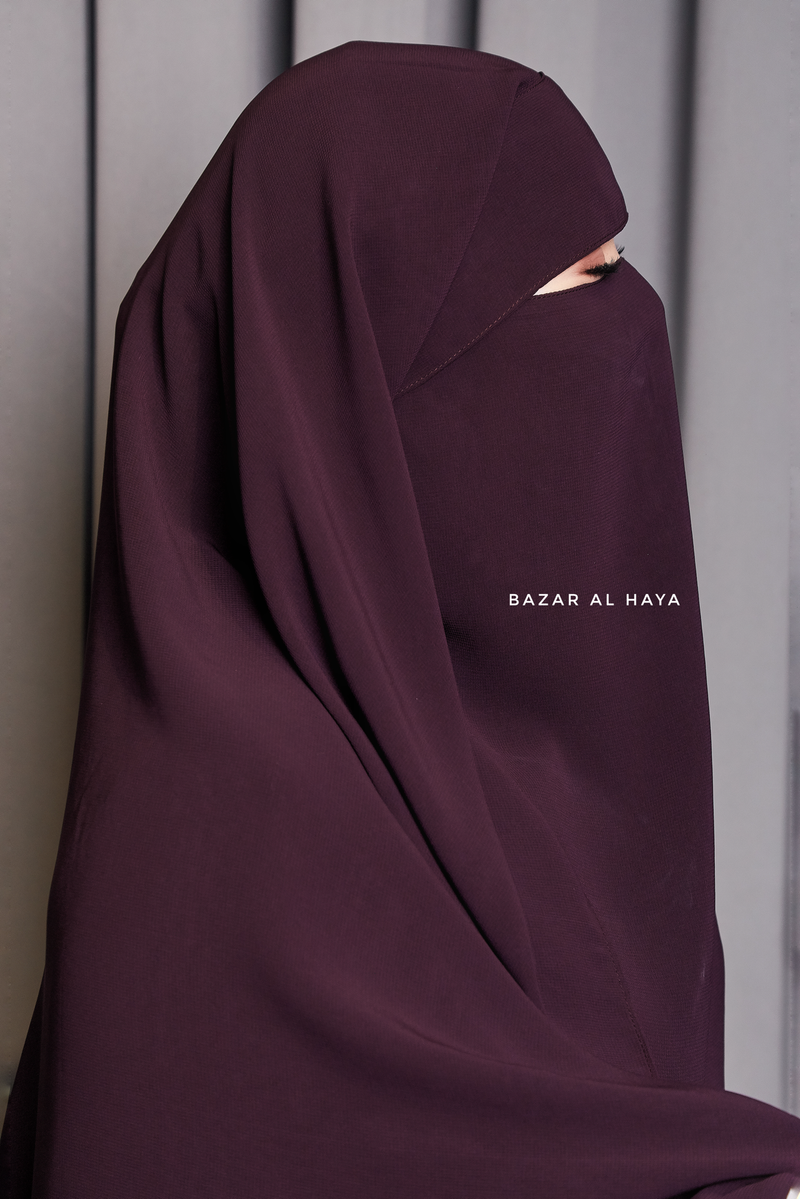 Two Layer Purple Flap Niqab - Wide & Super Breathable Veil