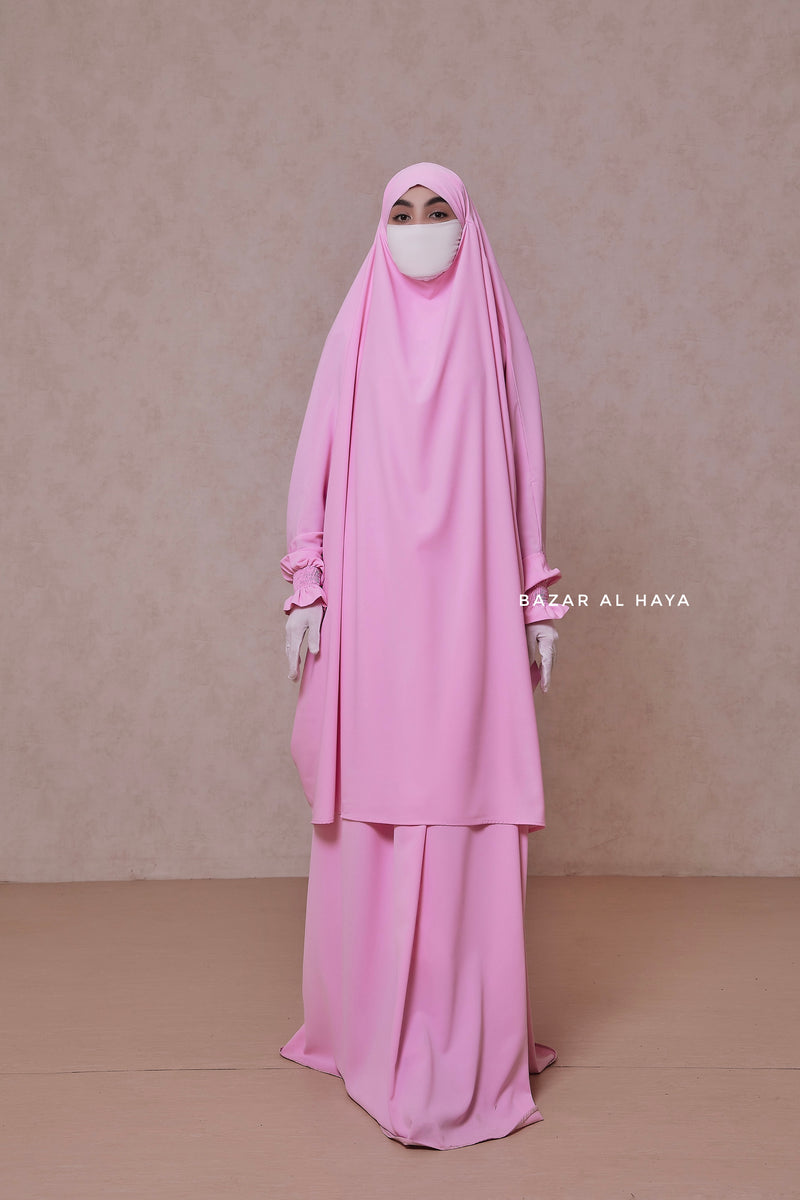 Baby Pink Hoor - Two Piece Jilbab With Skirt- Long & Loose