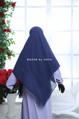 Dark Blue Square Scarf With Half Niqab Set - Super Breathable - Quality