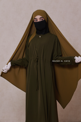 Olive Tie Back Scarf & Khimar - Long Rectangle Shape - Style & More