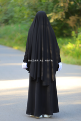 Yasmin Black Two Piece Jilbab With Dress & Khimar - Relaxed Fit, Light, Soft & Breathable