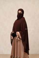 Brown Two Layered Snap Scarf, Khimar, Cape - Super Soft - 3 in 1