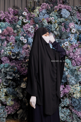 Munawwar Black Extra Long Triangle Diamond Khimar - Soft Nida