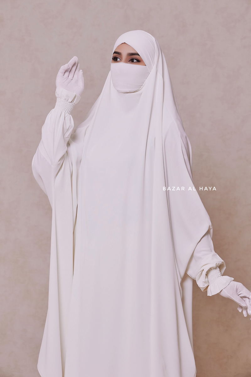 White Hoor - Two Piece Jilbab With Skirt- Long & Loose