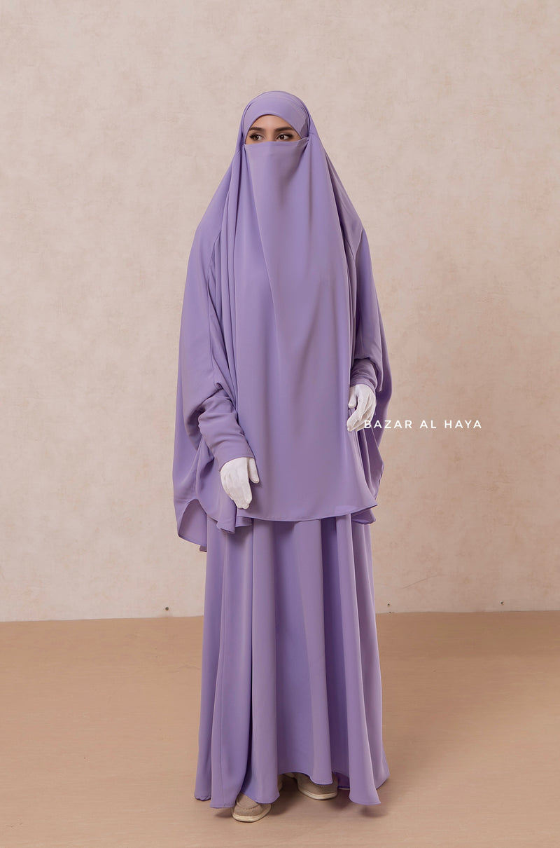 Yasmin Lilac Two Piece Jilbab With Dress & Khimar - Long & Loose Style, Light Soft Breathable Fabric