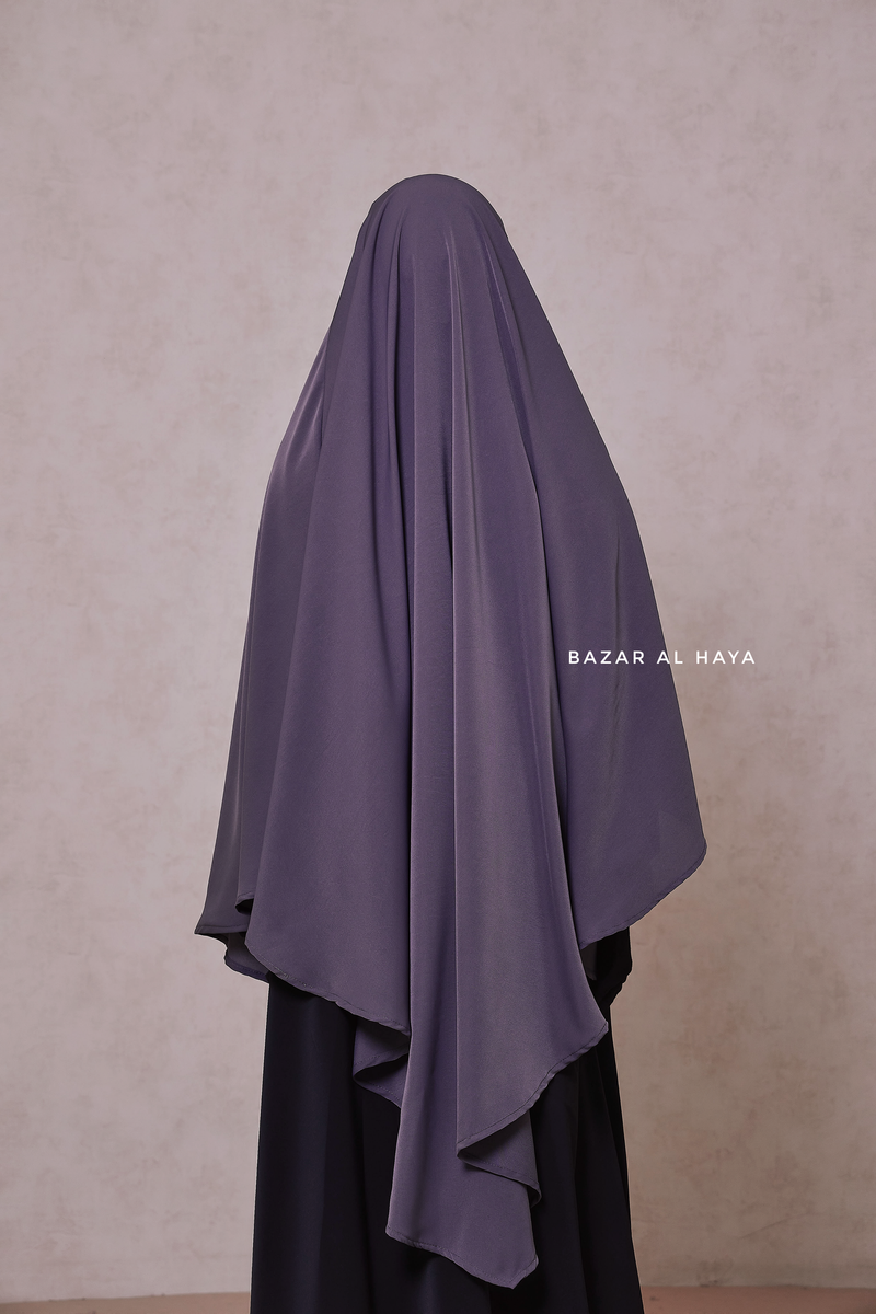 Steel Grey Long Mubarak Diamond Khimar - Nida Extra Long