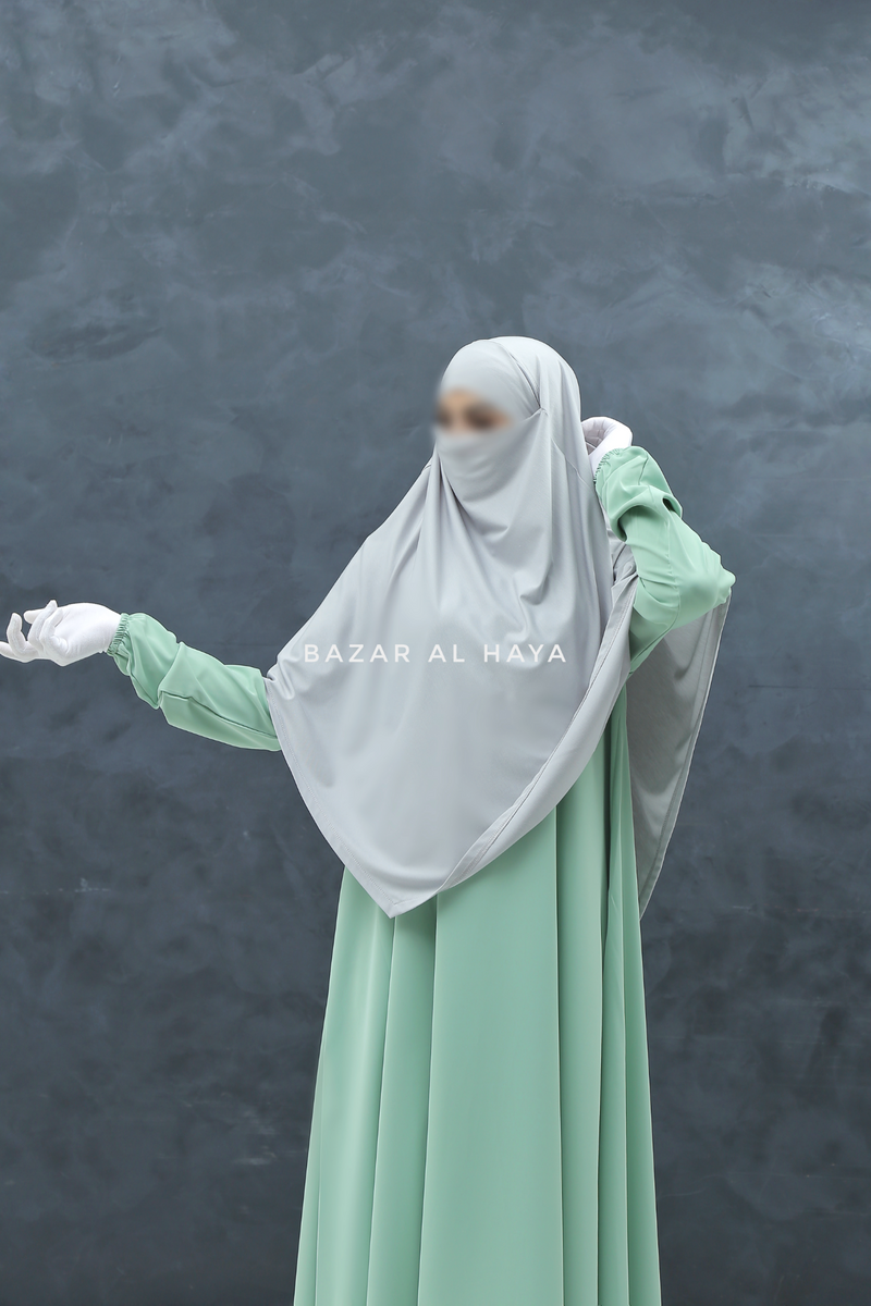 Pearl Grey Eliza Diamond Khimar - Stretch Cotton - Medium