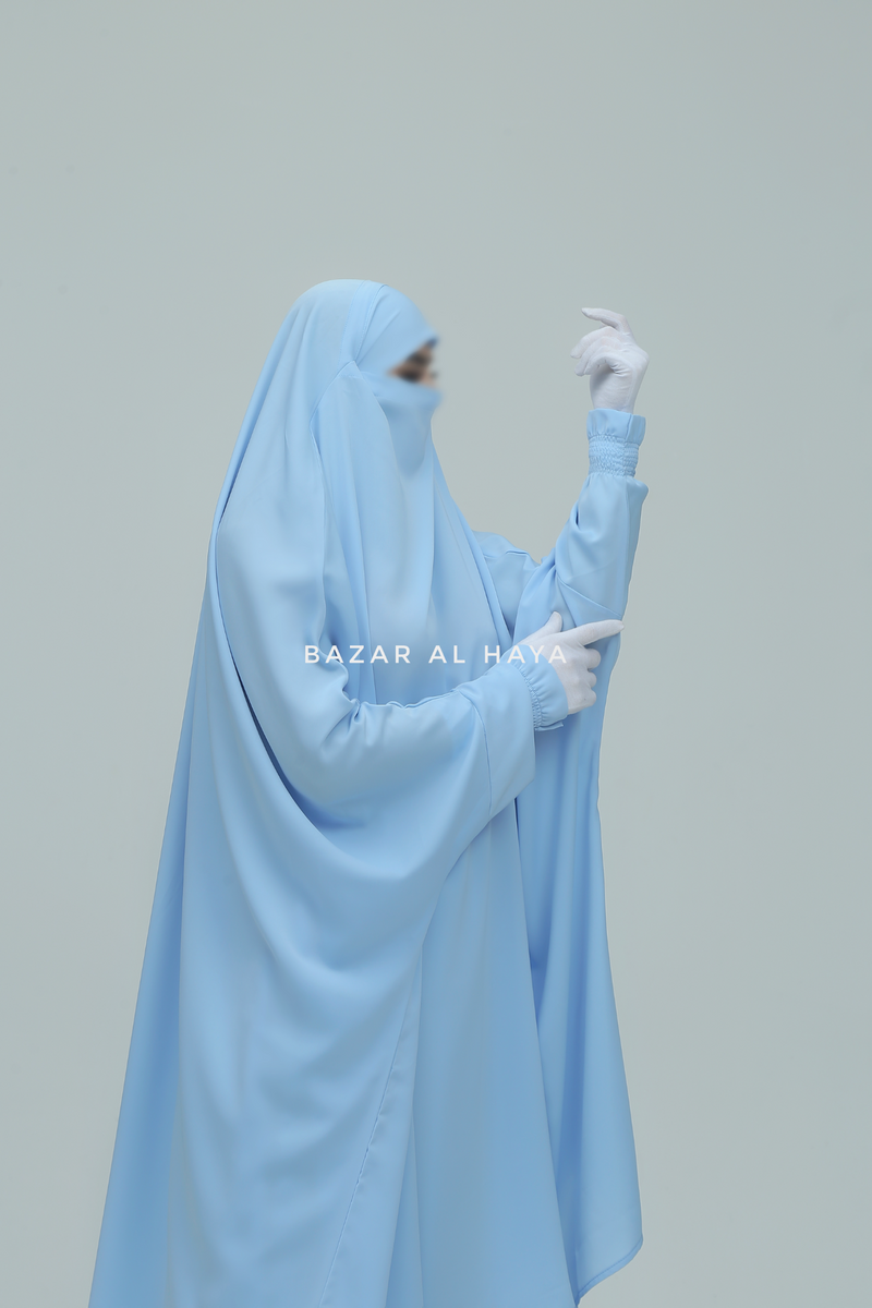 Baby Blue Hoor - Two Piece Jilbab With Skirt- Long & Loose