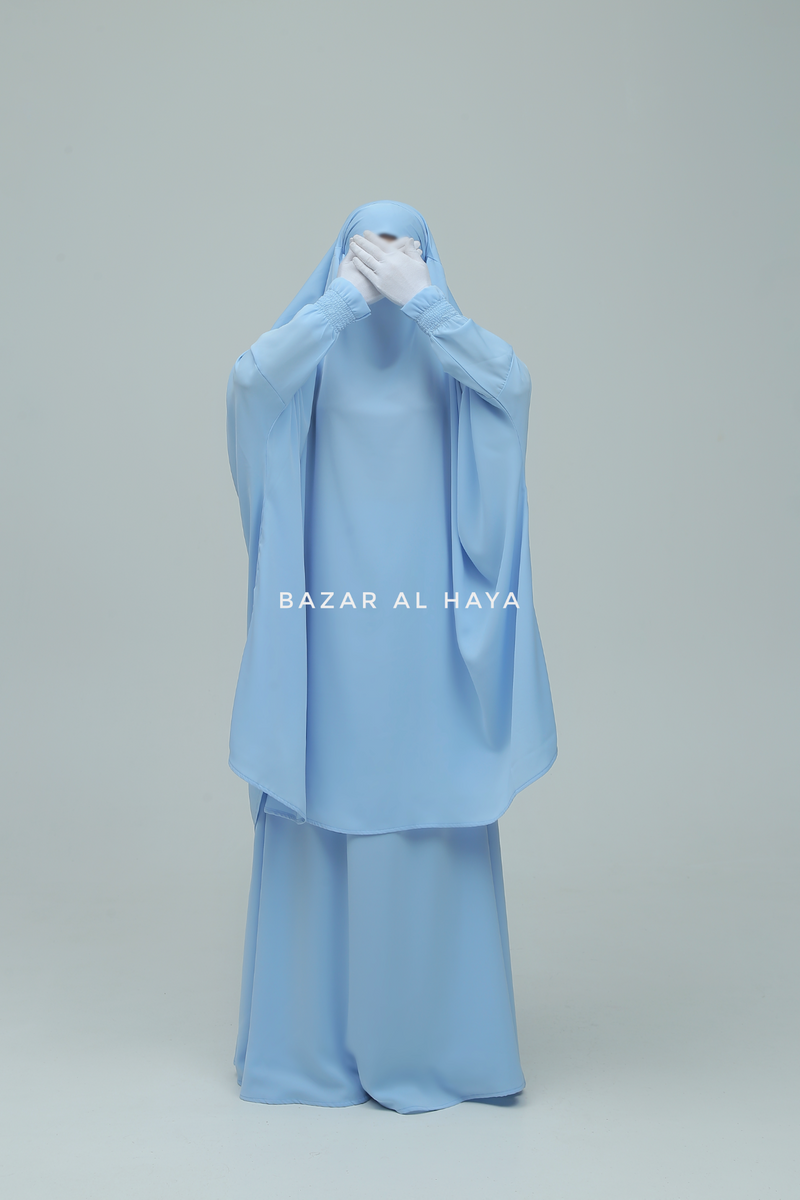 Baby Blue Hoor - Two Piece Jilbab With Skirt- Long & Loose