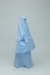 Baby Blue Hoor - Two Piece Jilbab With Skirt- Long & Loose