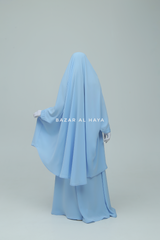 Baby Blue Hoor - Two Piece Jilbab With Skirt- Long & Loose