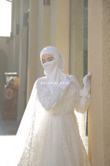 Zulaykha Bridal Dress Silk & Lace Cloak Set Gown For Walima & Wedding & Nikkah