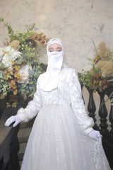 Zulaykha Bridal Dress Silk & Lace Cloak Set Gown For Walima & Wedding & Nikkah