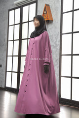 Safa Mauve Loose - Fit Abaya With Button Front - Silk Crepe