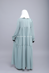 Mint Saha Abaya - Elegant With Front Buttons - Nida