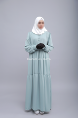 Mint Saha Abaya - Elegant With Front Buttons - Nida