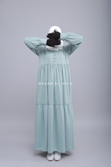 Mint Saha Abaya - Elegant With Front Buttons - Nida