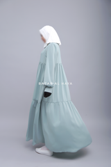 Mint Saha Abaya - Elegant With Front Buttons - Nida