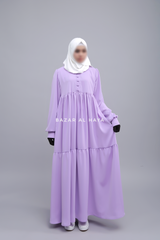 Lavender Saha Abaya - Elegant With Front Buttons - Nida