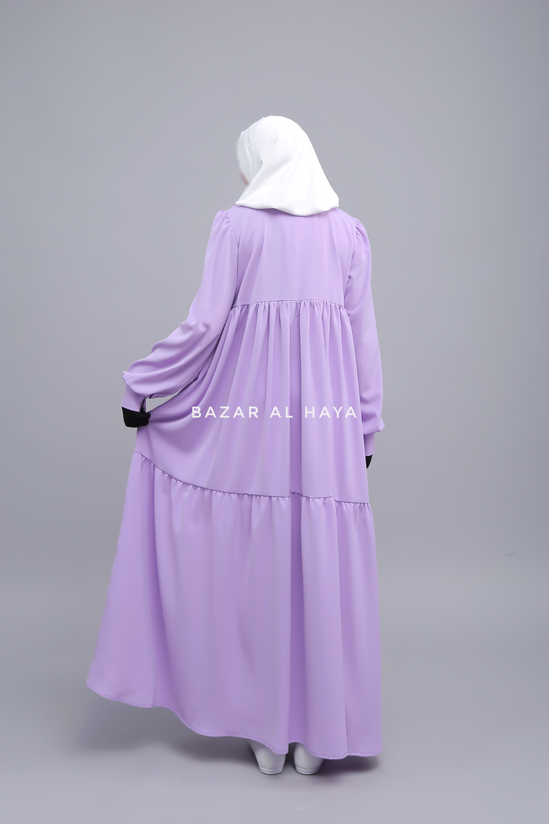 Lavender Saha Abaya - Elegant With Front Buttons - Nida