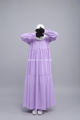 Lavender Saha Abaya - Elegant With Front Buttons - Nida