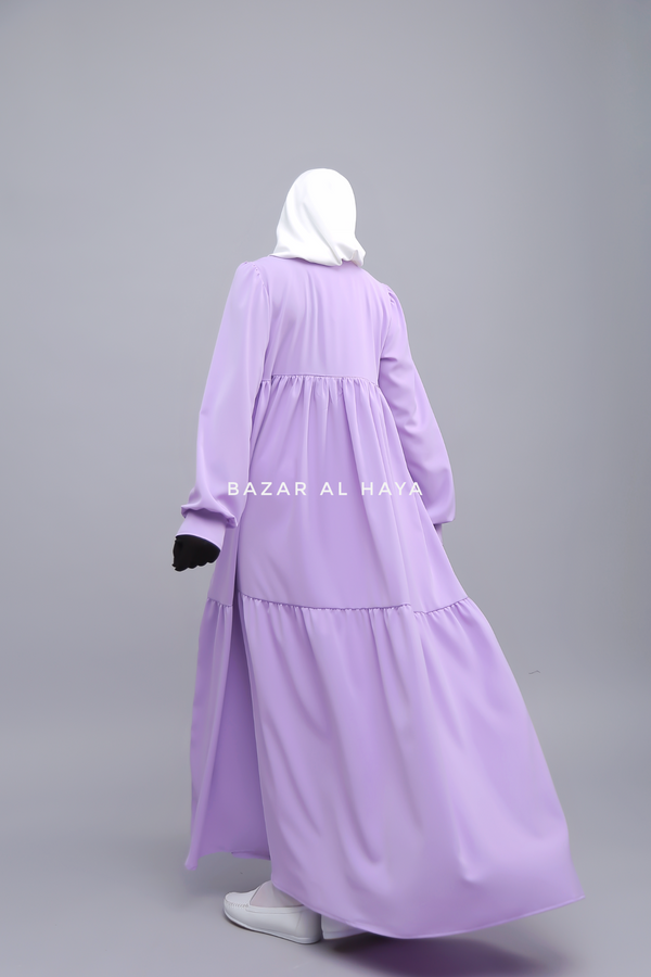 Lavender Saha Abaya - Elegant With Front Buttons - Nida