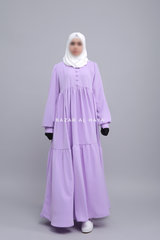 Lavender Saha Abaya - Elegant With Front Buttons - Nida