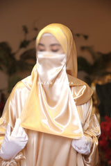 Gold Satin Single Half Niqab - Elegant & Modest Veil