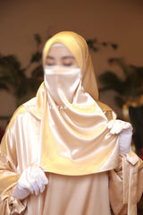 Gold Satin Single Half Niqab - Elegant & Modest Veil