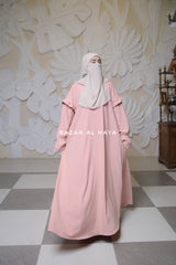 Light Peach Salima Abaya Dress Sleeve Details - Mediumweight Soft Crepe Cotton