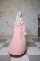 Light Peach Salima Abaya Dress Sleeve Details - Mediumweight Soft Crepe Cotton