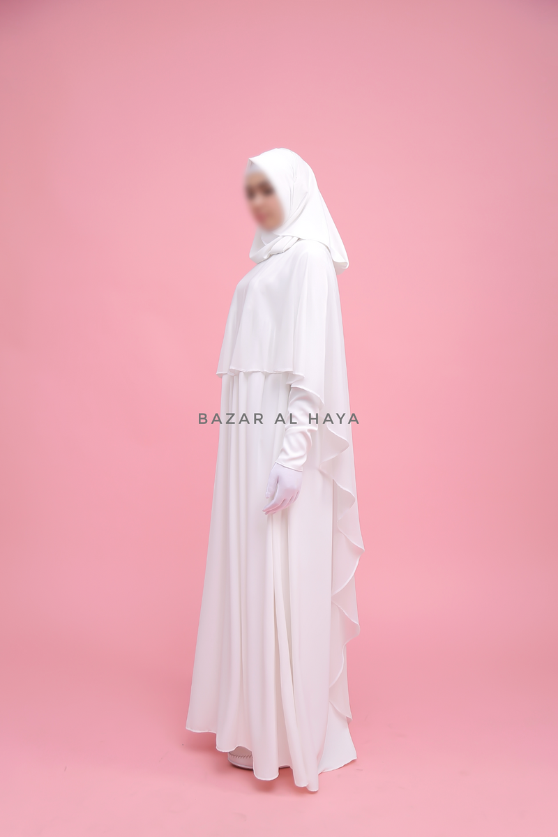 Bajaa Swan White Luxury Dress For Walima Wedding & Muslim Party