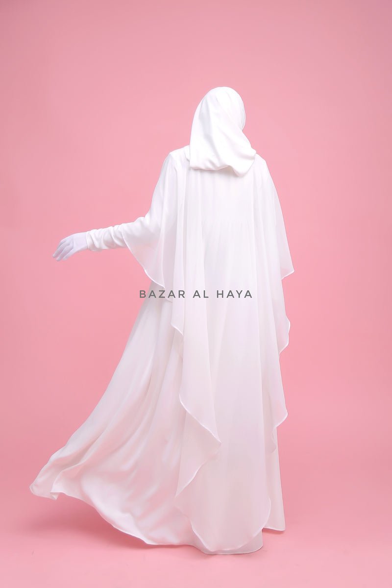 Bajaa Swan White Luxury Dress For Walima Wedding & Muslim Party