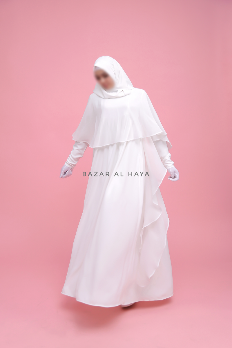 Bajaa Swan White Luxury Dress For Walima Wedding & Muslim Party