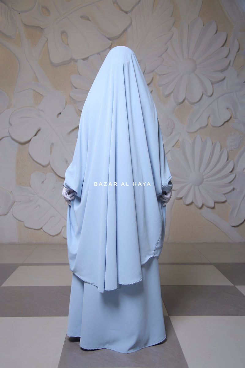 Hoor Baby Blue - Two Piece Jilbab With Skirt- Long & Loose