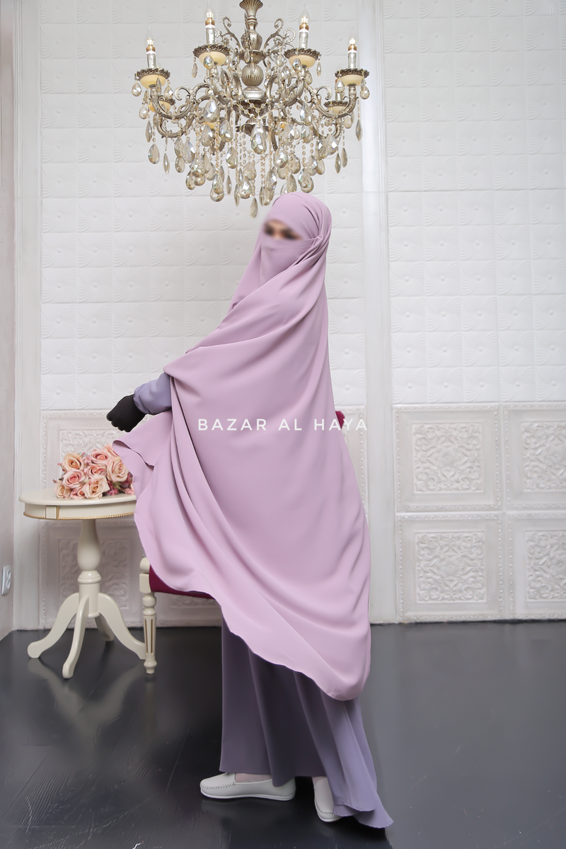 Safiyya Lilac Sleeveless Khimar - Soft Crepe Extra Long & Wide