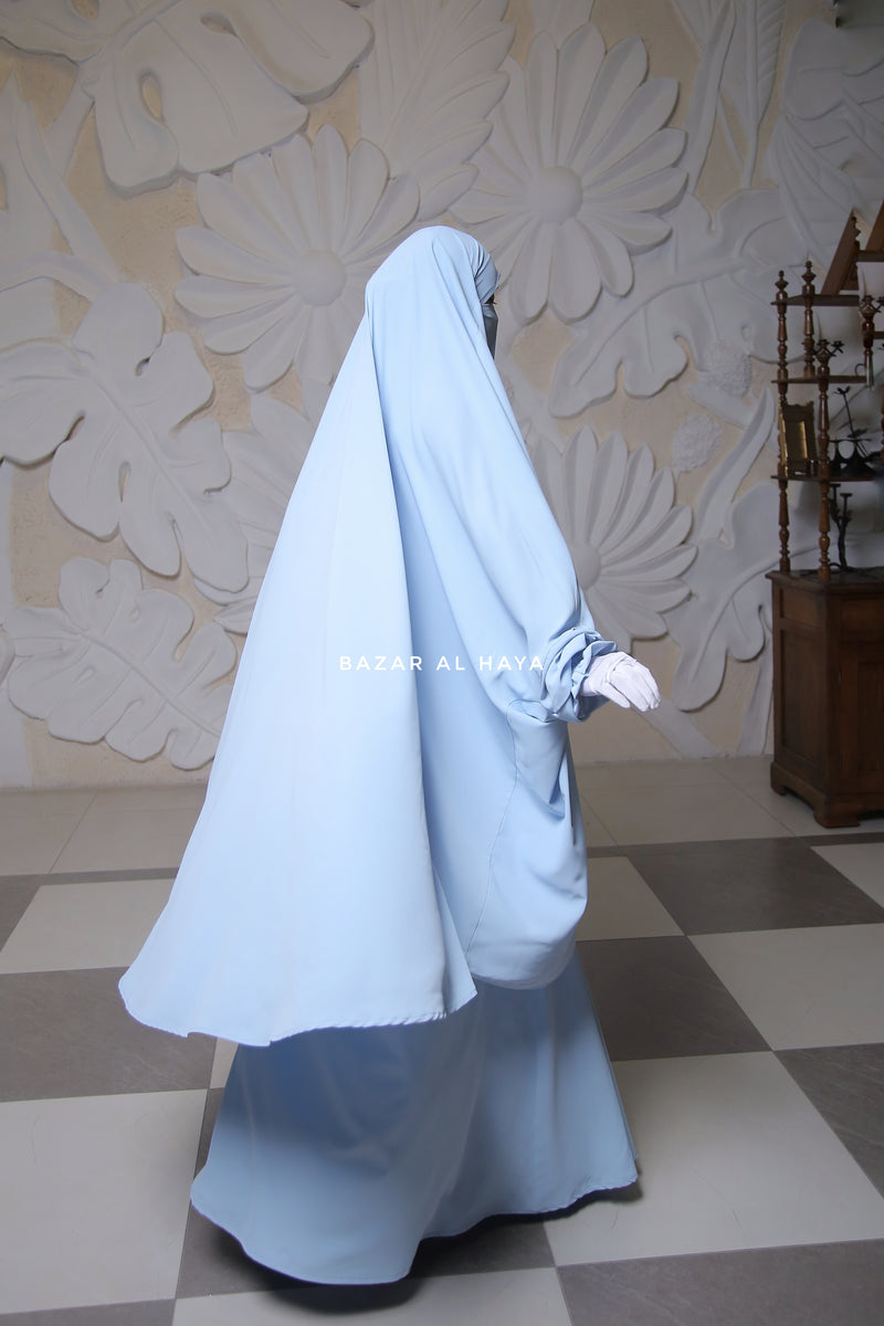 Hoor Baby Blue - Two Piece Jilbab With Skirt- Long & Loose