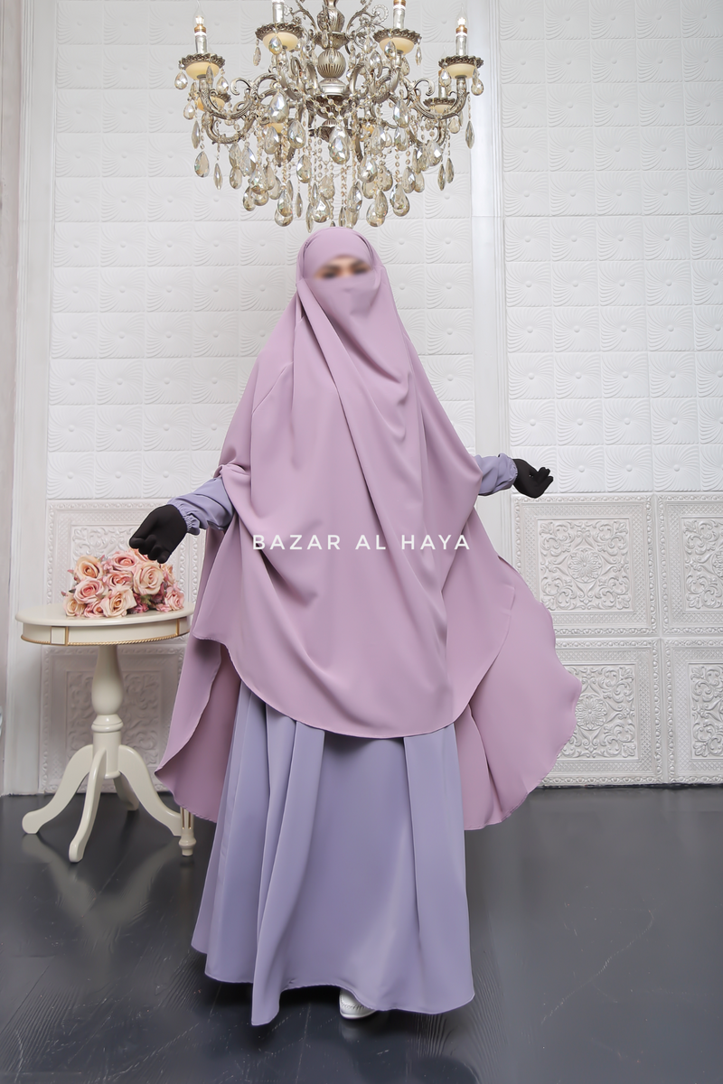 Safiyya Lilac Sleeveless Khimar - Soft Crepe Extra Long & Wide