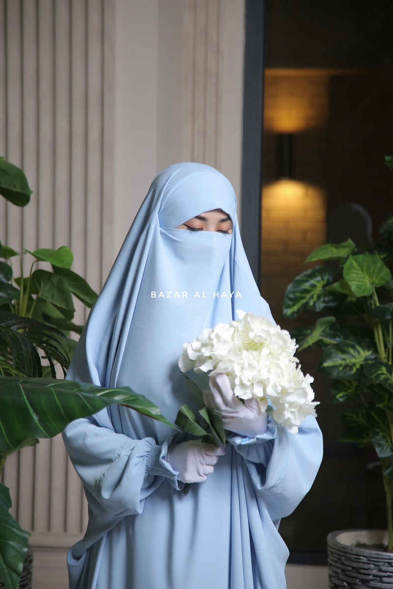 Hoor Baby Blue - Two Piece Jilbab With Skirt- Long & Loose