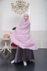 Safiyya Lilac Sleeveless Khimar - Soft Crepe Extra Long & Wide