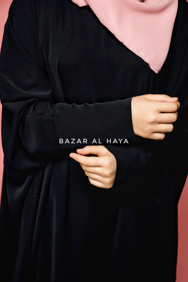 Black Faraasha Butterfly Wide Abaya - Silk Crepe