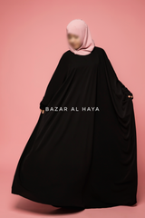 Black Faraasha Butterfly Wide Abaya - Silk Crepe