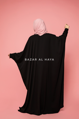 Black Faraasha Butterfly Wide Abaya - Silk Crepe