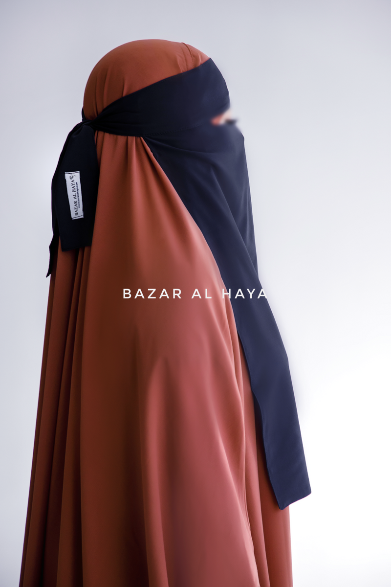 Dark Blue Single Layer Niqab - Extremely Breathable - Premium