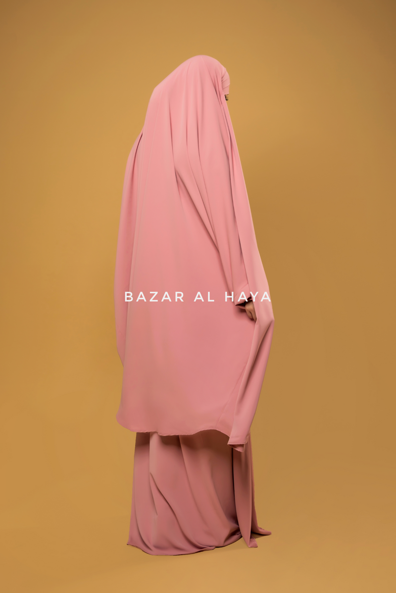 Baby Pink Hoor - Two Piece Jilbab With Skirt- Long & Loose